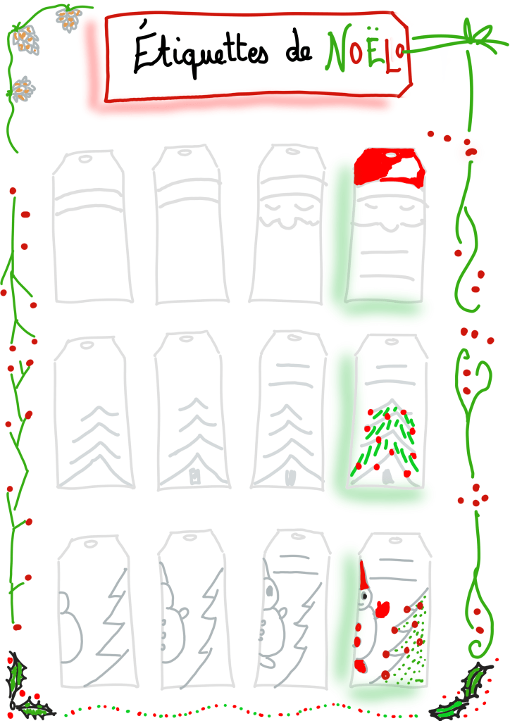 Dessiner pas à pas une étiquette de cadeau de Noël